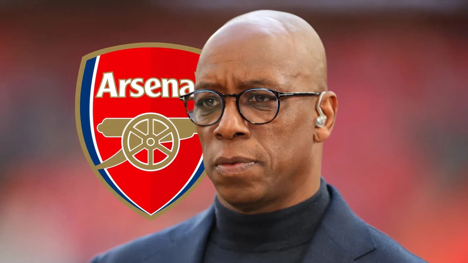Former player in front of Arsenal logo backdrop Former player in front of Arsenal logo backdrop
