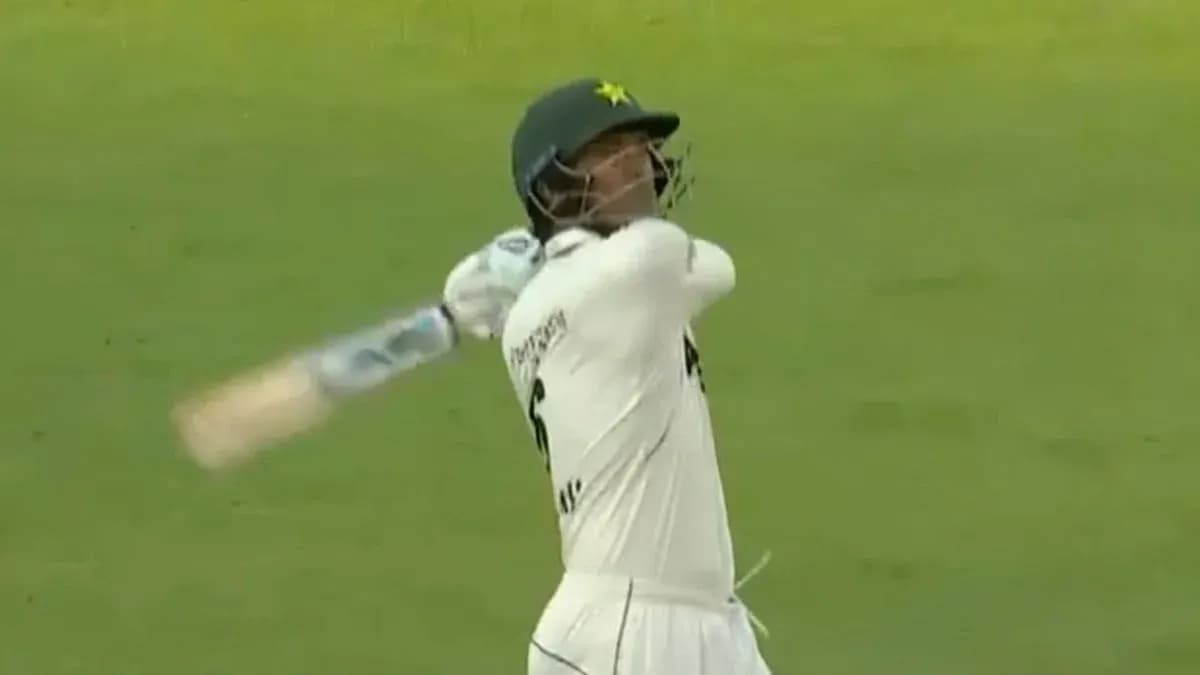 Batsman playing a shot during cricket match Batsman playing a shot during cricket match