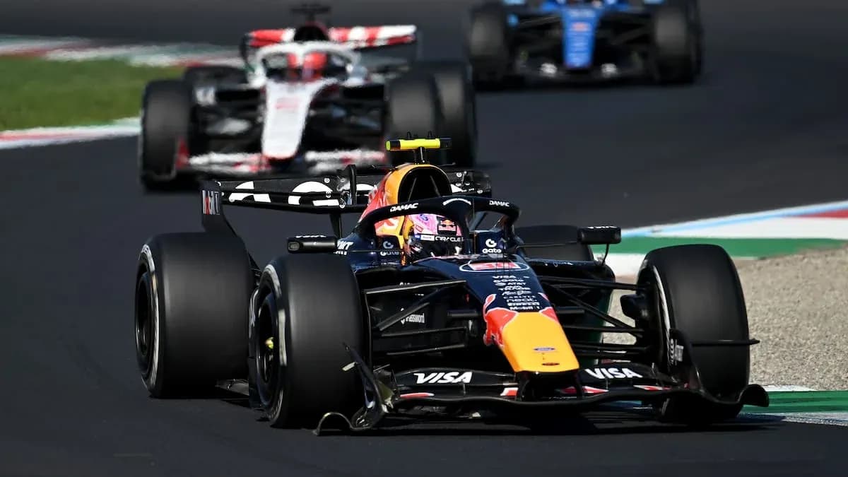 Red Bull Racing car leading during Formula 1 race Red Bull Racing car leading during Formula 1 race