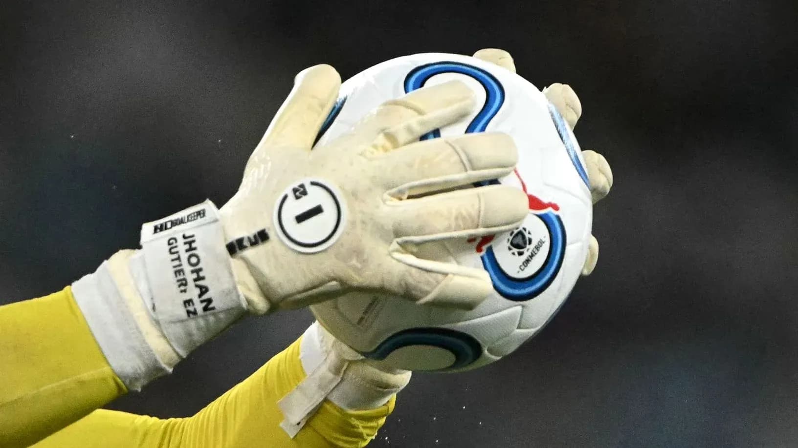 Goalkeeper catching a soccer ball during match Goalkeeper catching a soccer ball during match