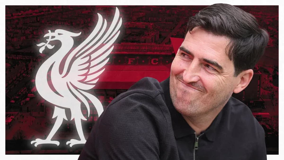 Person smiling with Liverpool FC logo background Person smiling with Liverpool FC logo background