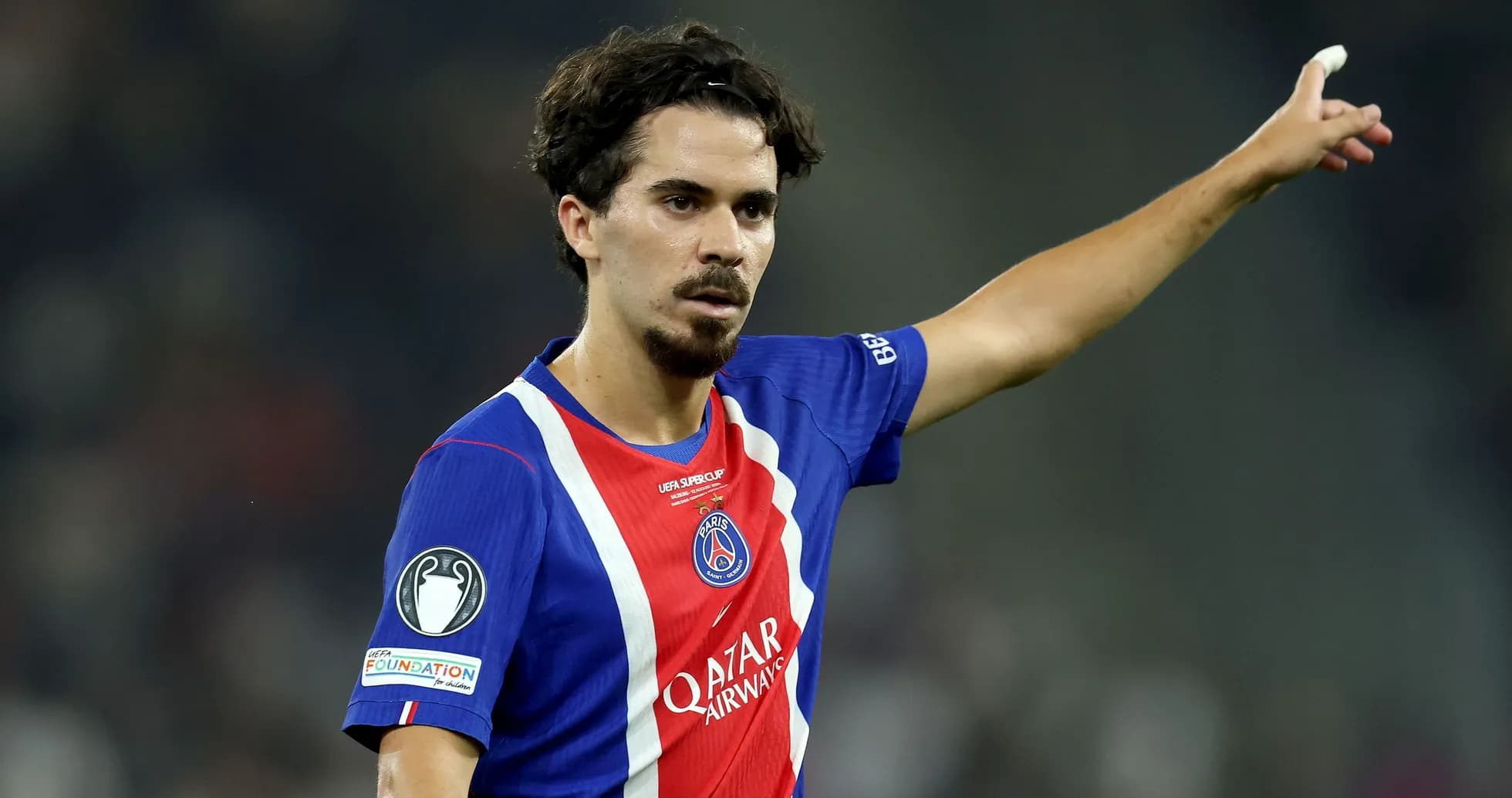 Player gesturing during a UEFA match for PSG Player gesturing during a UEFA match for PSG
