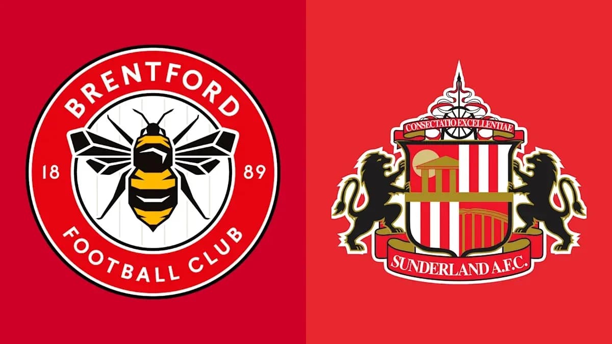 Logos of Brentford FC and Sunderland AFC side by side Logos of Brentford FC and Sunderland AFC side by side