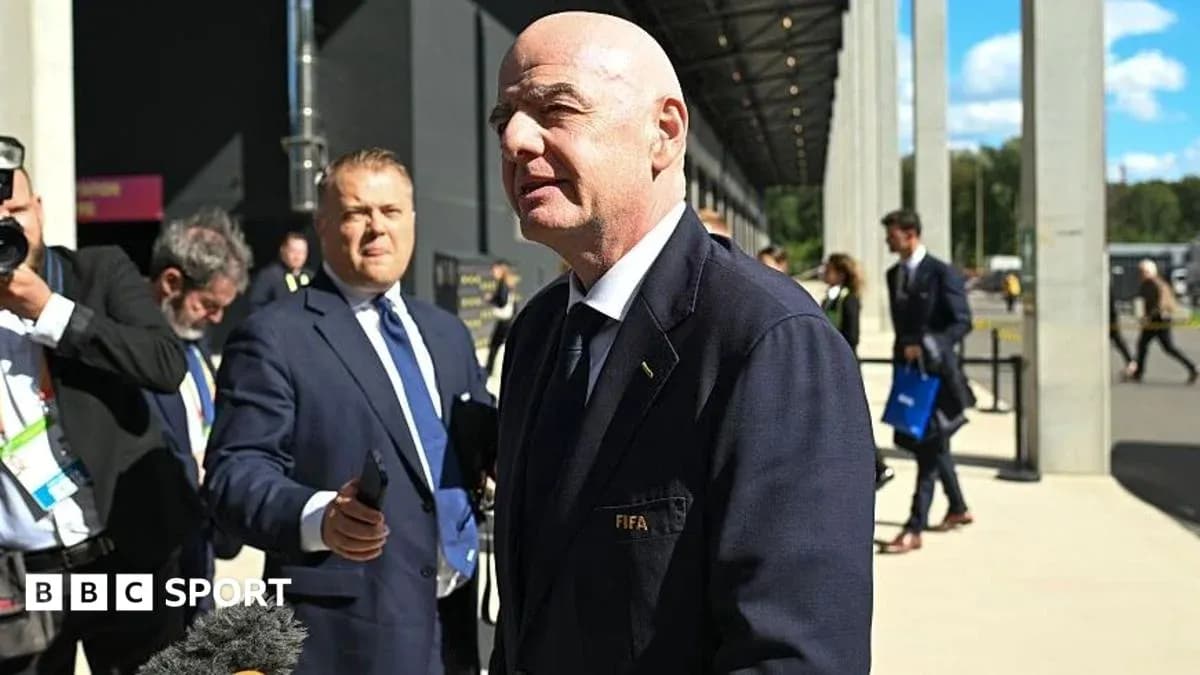 FIFA president speaking to reporters outside venue FIFA president speaking to reporters outside venue