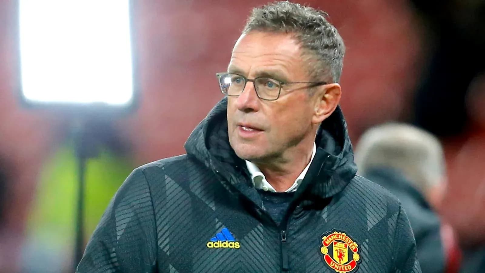 Manager in Manchester United jacket during match Manager in Manchester United jacket during match
