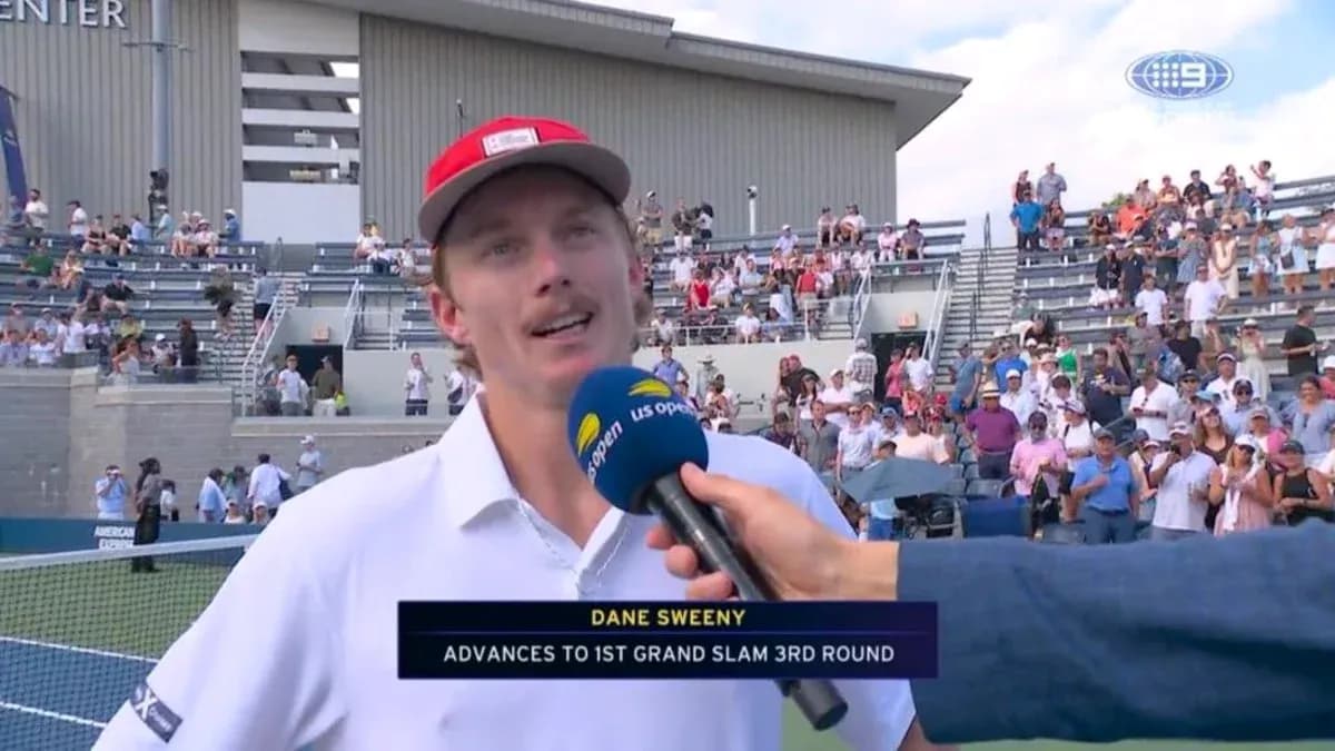 Dane Sweeny interviewed after winning match at US Open Dane Sweeny interviewed after winning match at US Open