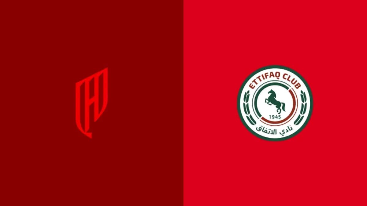 Logos of two football clubs on red background Logos of two football clubs on red background