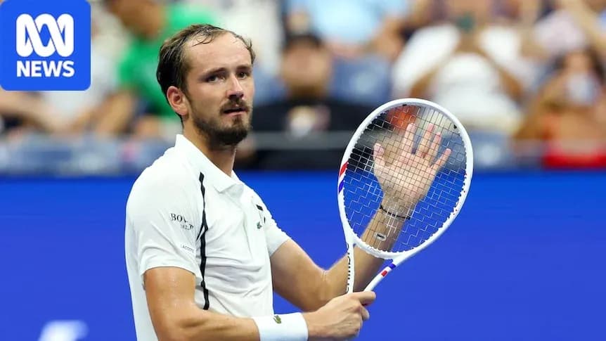 Tennis player waving while holding racket on court Tennis player waving while holding racket on court
