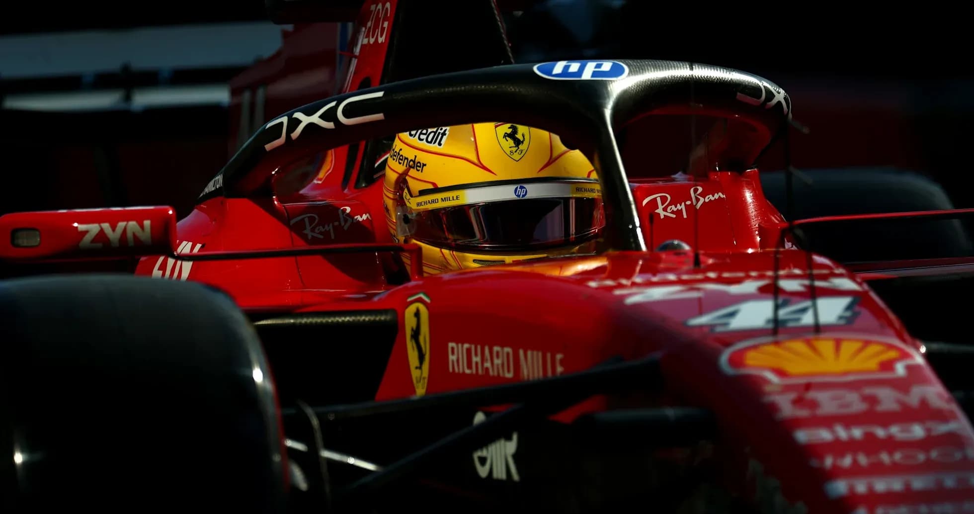 Driver in Ferrari car during Formula 1 session Driver in Ferrari car during Formula 1 session