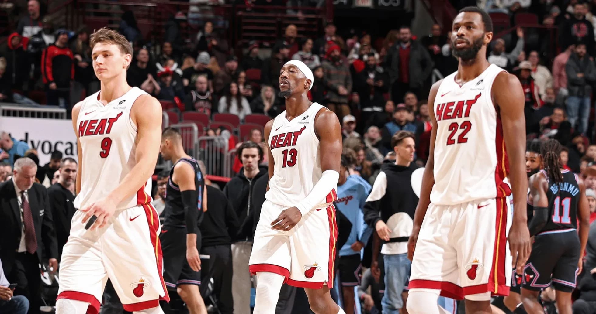 Miami Heat players walking off the court after game Miami Heat players walking off the court after game