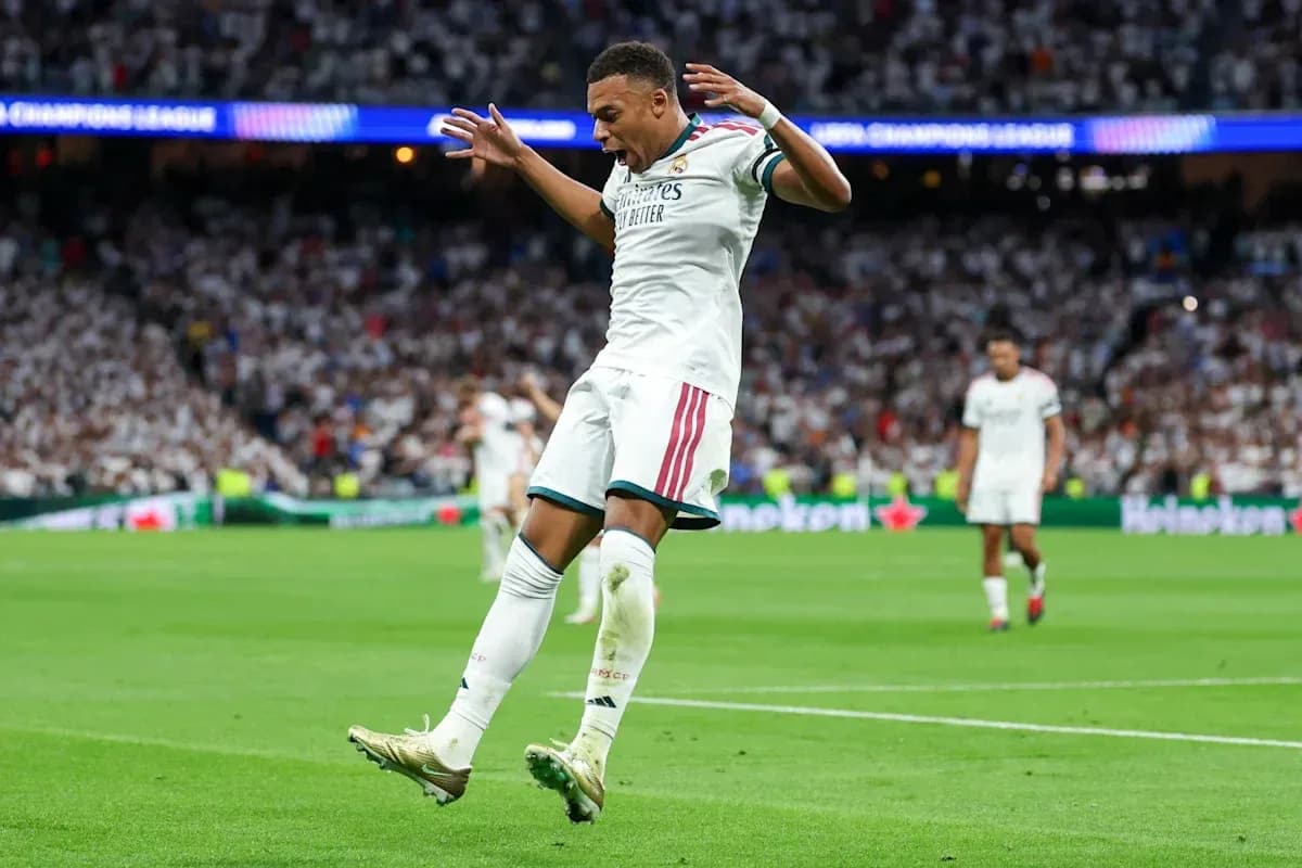 Player celebrating goal in UEFA Champions League match Player celebrating goal in UEFA Champions League match