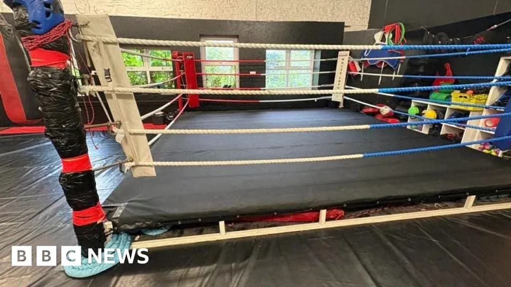 Empty boxing ring in a training facility Empty boxing ring in a training facility