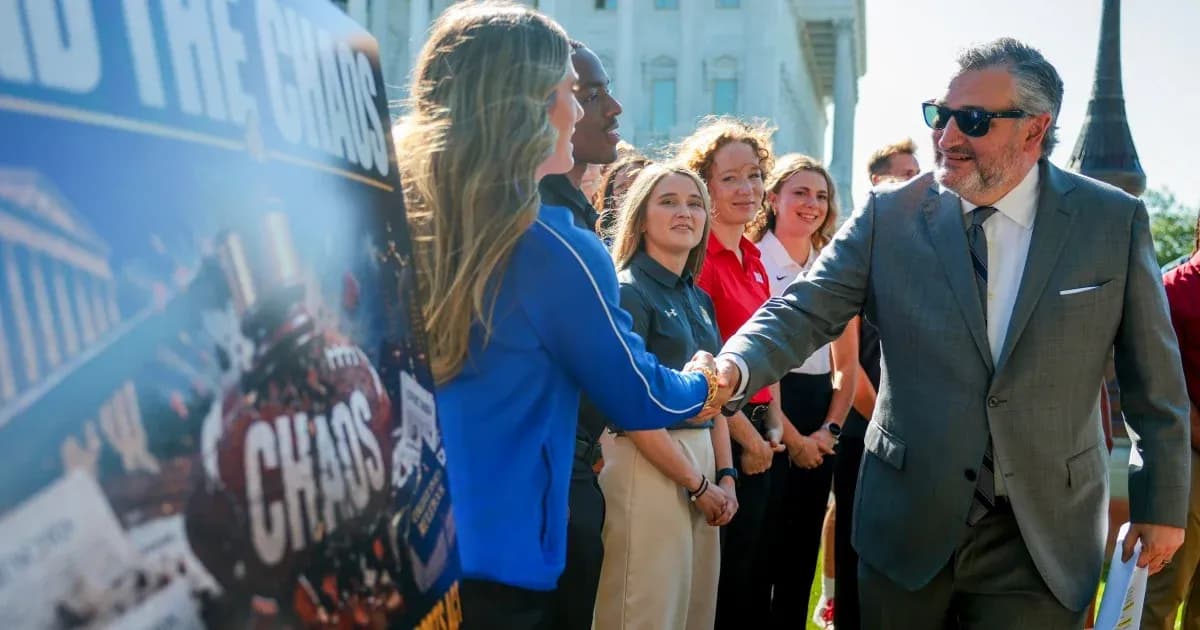 Politician shaking hands with young athletes at event Politician shaking hands with young athletes at event