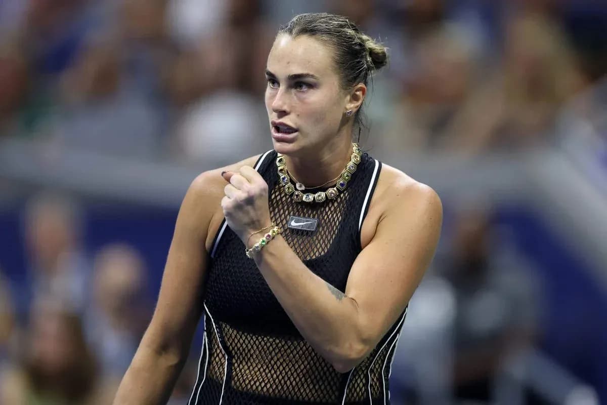 Tennis player celebrating during a match at US Open Tennis player celebrating during a match at US Open