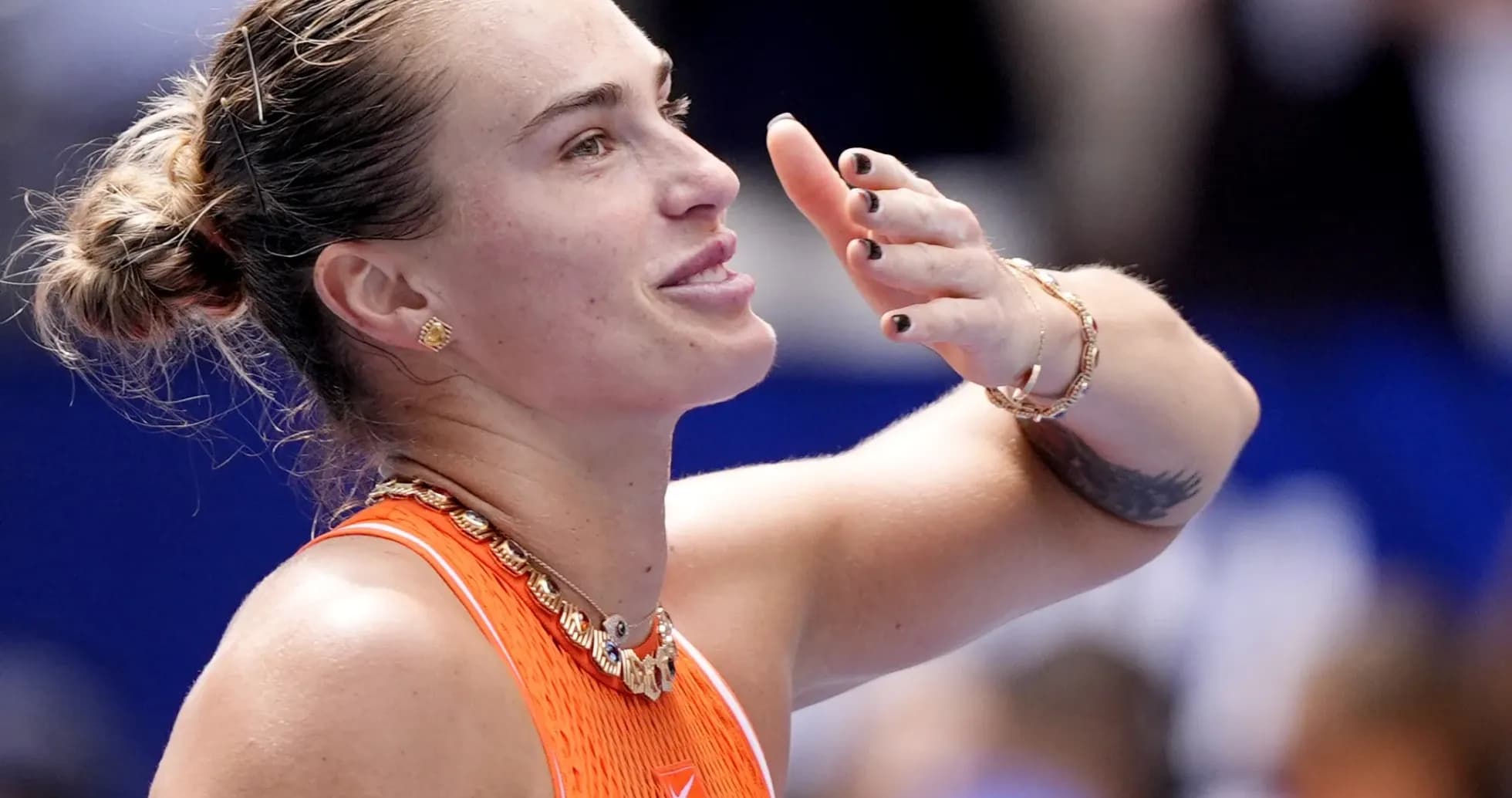 Player celebrating after winning a tennis match Player celebrating after winning a tennis match