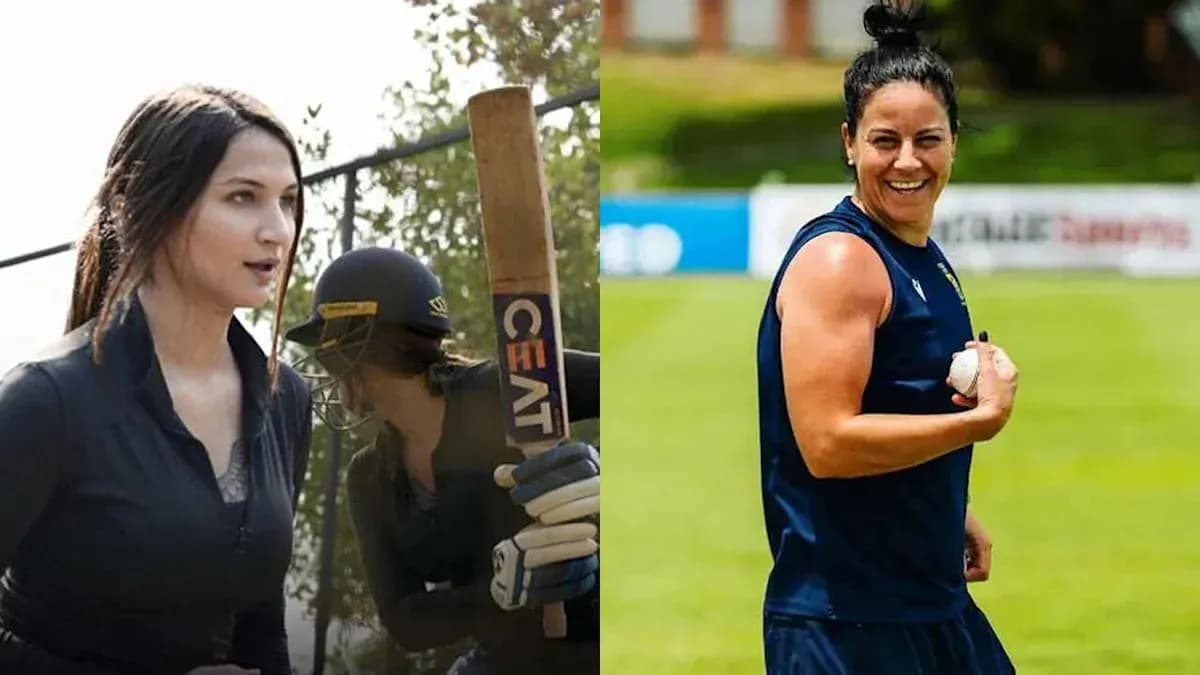 Two female cricketers training with bat and ball Two female cricketers training with bat and ball
