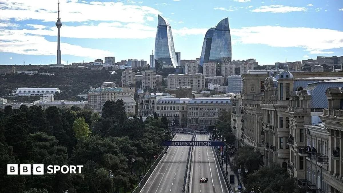 Cityscape of Baku with Formula 1 track visible Cityscape of Baku with Formula 1 track visible