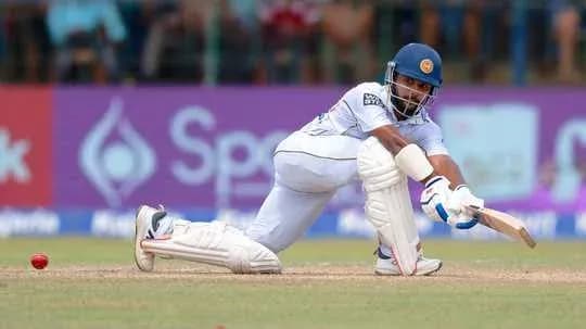 Batsman playing a shot during cricket match Batsman playing a shot during cricket match