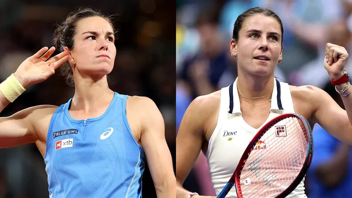 Two female tennis players celebrating victories Two female tennis players celebrating victories